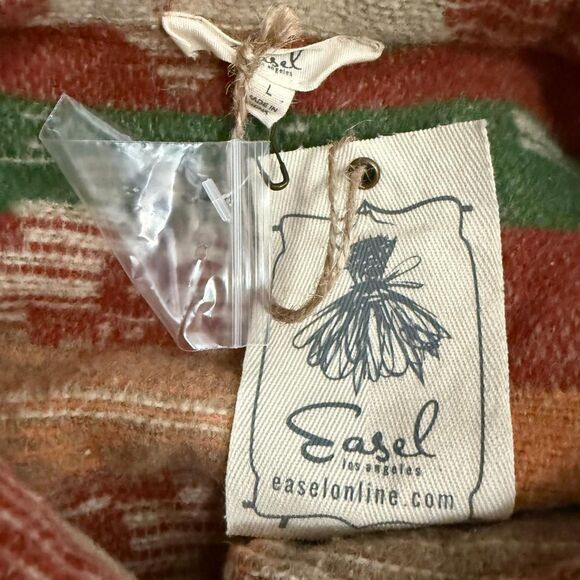 EASEL Print Fleece Raw Edge 4-Button Oversized Pullover, NWT! Size LARGE - Picture 6 of 8